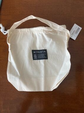 Athleta Natural Canvas Small Tote with Top Handle Holiday Gift Bag NWT